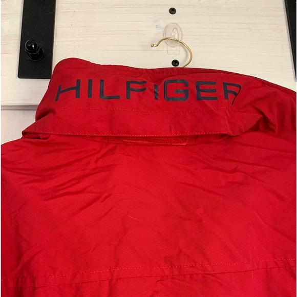 Women’s Red Tommy Hilfiger Zip up Nylon Jacket with Hood Medium - Picture 7 of 9